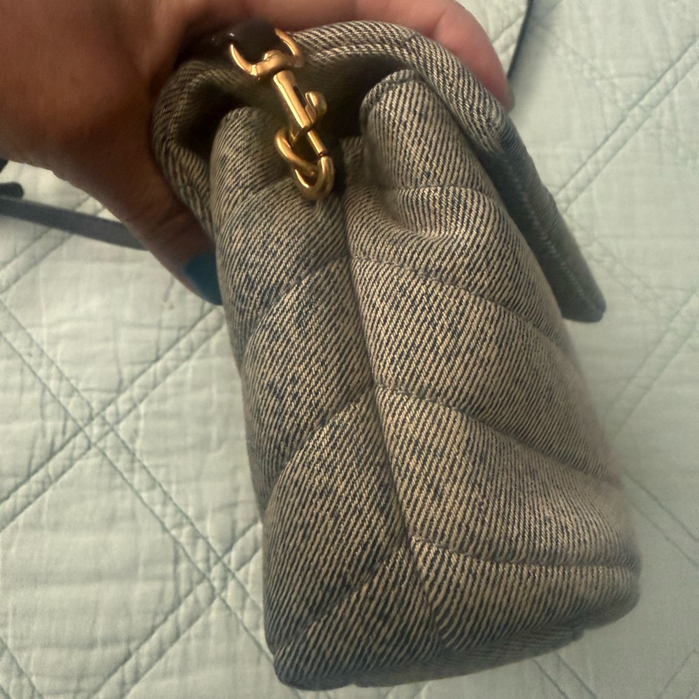 Saint Laurent Quilted Crossbody Bag in Gray with Gold Hardware - Picture 16 of 16